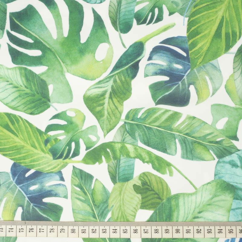 TROPICAL LEAVES pat. 2 / white - swimsuit lycra