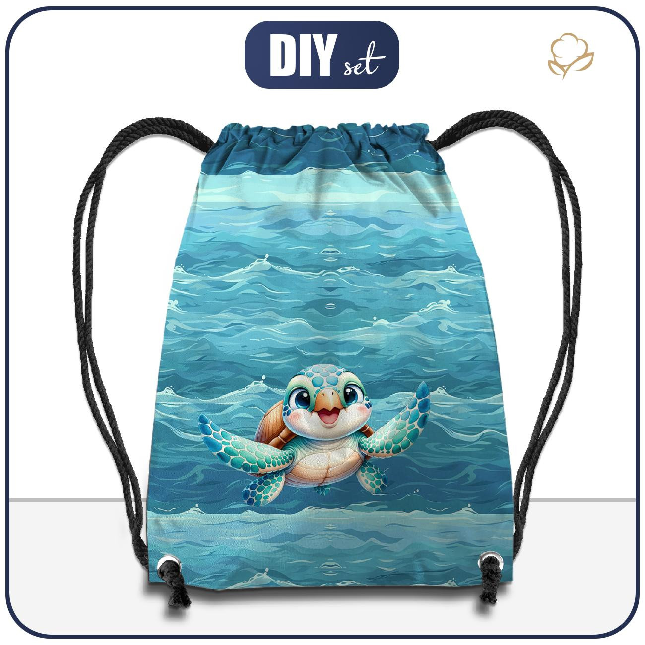 GYM BAG - TURTLE (SEA ANIMALS pat. 1) - sewing set