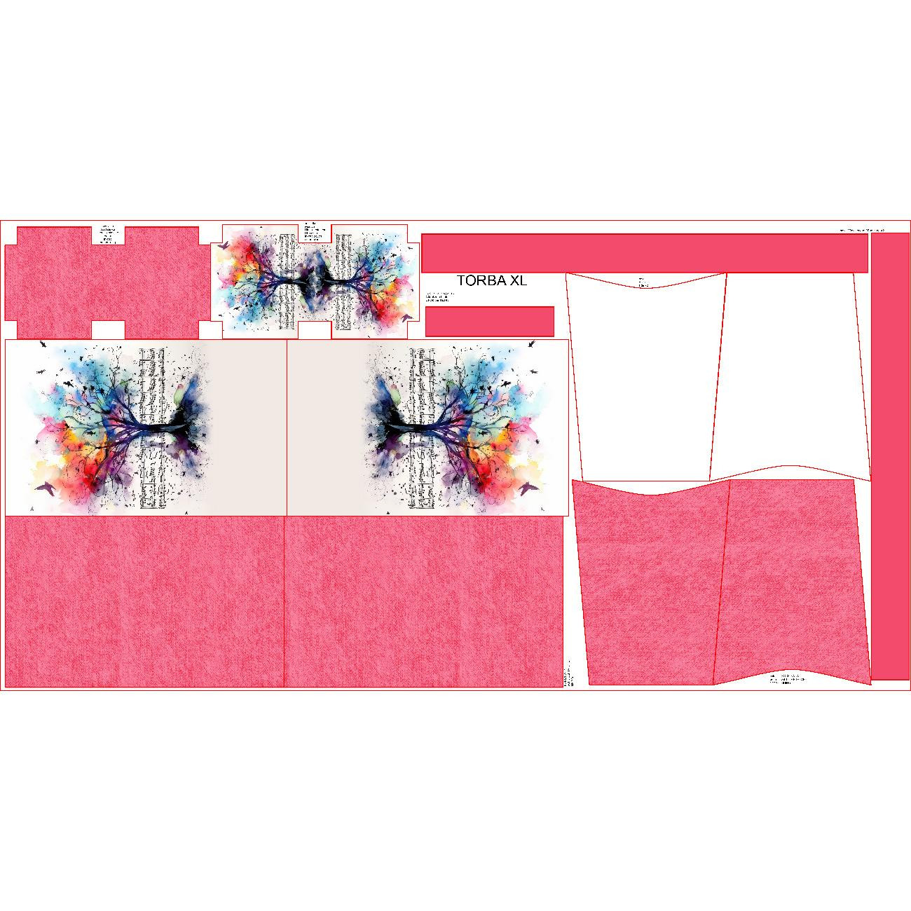 XL bag with in-bag pouch 2 in 1 - WATERCOLOR MUSIC pat.1 - sewing set
