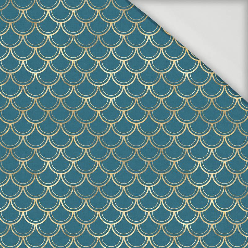 GOLDEN FISH SCALES pat. 2 (GOLDEN OCEAN) / sea blue - Viscose jersey