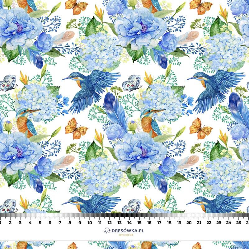 MINI KINGFISHERS AND LILACS (KINGFISHERS IN THE MEADOW) / white - softshell
