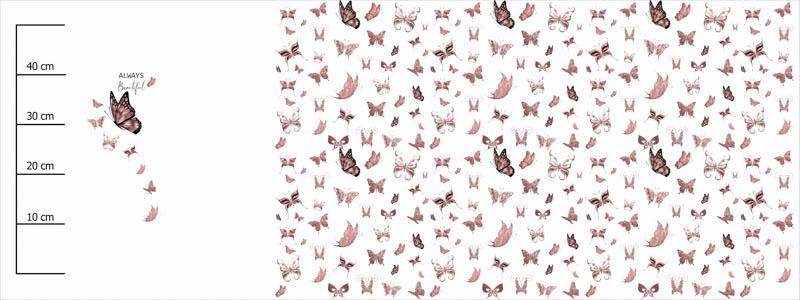 ALWAYS BEAUTIFUL (GLITTER BUTTERFLIES) / white - SINGLE JERSEY PANORAMIC PANEL (60cm x 155cm)