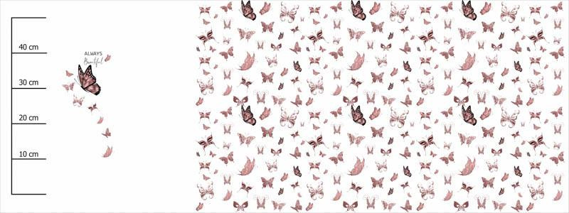 ALWAYS BEAUTIFUL (GLITTER BUTTERFLIES) / white - SINGLE JERSEY PANORAMIC PANEL (60cm x 155cm)