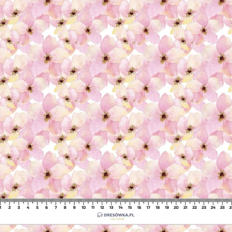 PINK FLOWERS (IN THE MEADOW) - looped knit fabric
