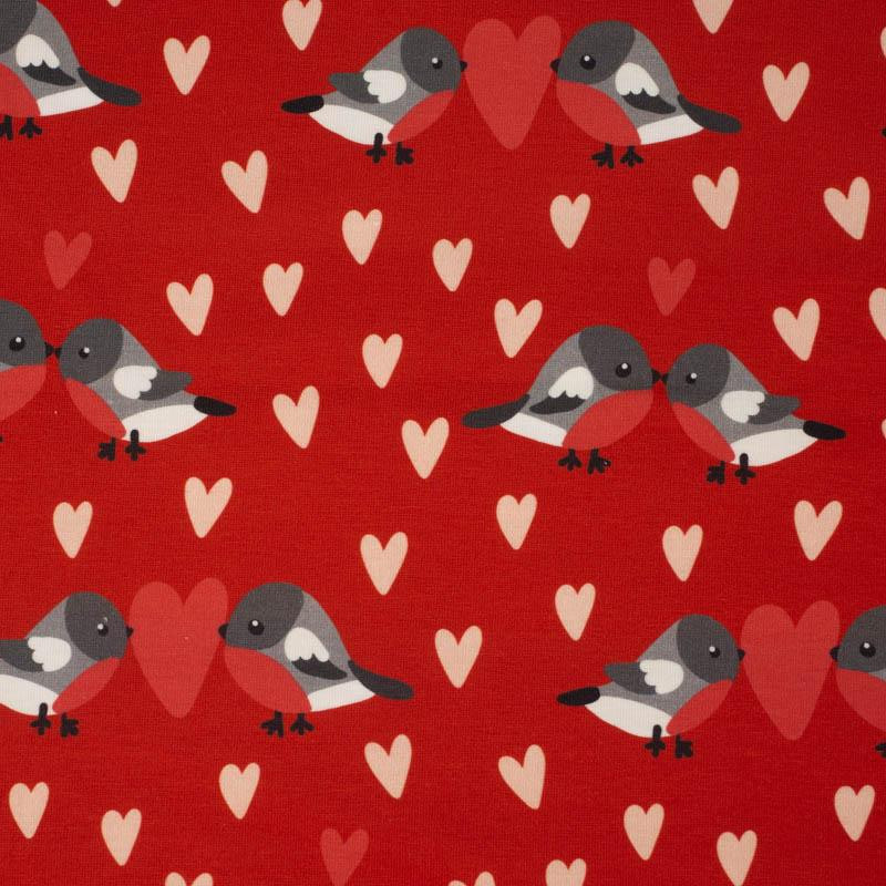 BIRDS IN LOVE PAT. 2 / RED (BIRDS IN LOVE) - looped knit fabric
