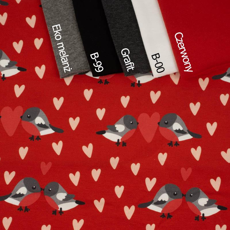 BIRDS IN LOVE PAT. 2 / RED (BIRDS IN LOVE) - looped knit fabric