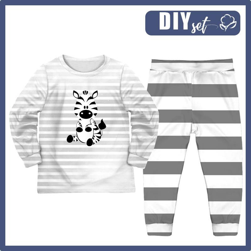 CHILDREN'S PAJAMAS " MIKI" - ZEBRA / STRIPES (grey) - sewing set