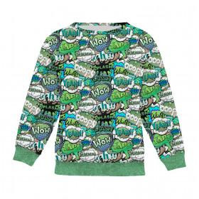 Children's tracksuit "MILAN" (98/104) - COMIC BOOK (green - blue) - looped knit fabric