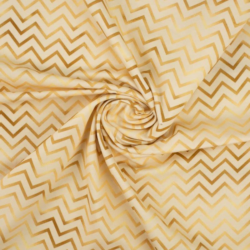 GOLDEN ZIGZAGS (GOLDEN OCEAN) / beige - single jersey with elastane 