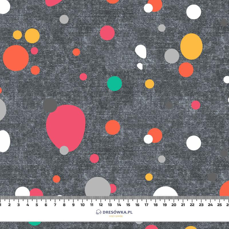 COLORFUL DOTSIES / ACID WASH GRAPHITE - brushed knit fabric with teddy / alpine fleece