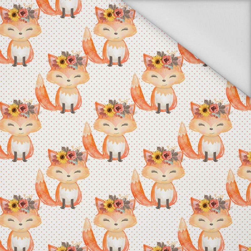 FOXES AND DOTS / white (FOXES AND PUMPKINS) - Waterproof woven fabric