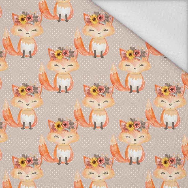 FOXES AND DOTS / beige (FOXES AND PUMPKINS) - Waterproof woven fabric