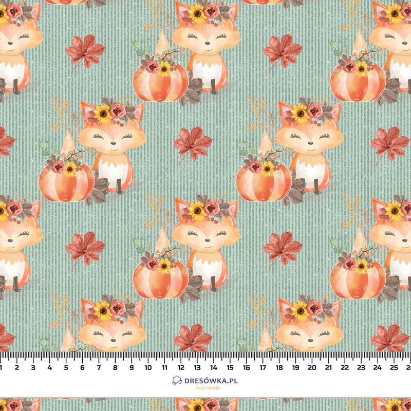 FOXES AND PUMPKINS pat. 2 / mint (FOXES AND PUMPKINS) - looped knit fabric