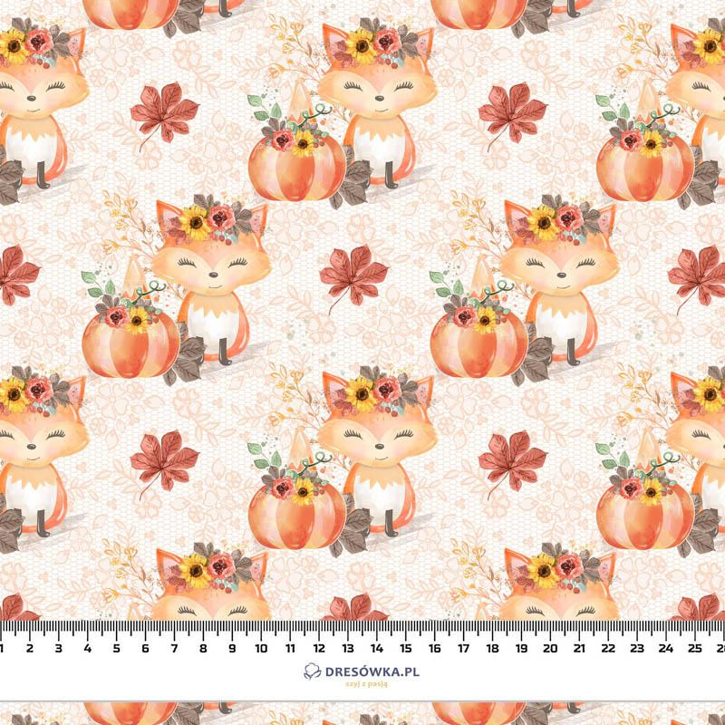 FOXES AND PUMPKINS pat. 1 / white (FOXES AND PUMPKINS) - single jersey with elastane 
