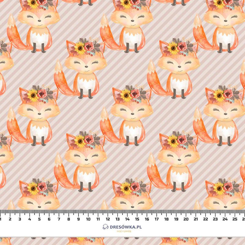 FOXES / diagonal stripes (FOXES AND PUMPKINS) - Cotton woven fabric