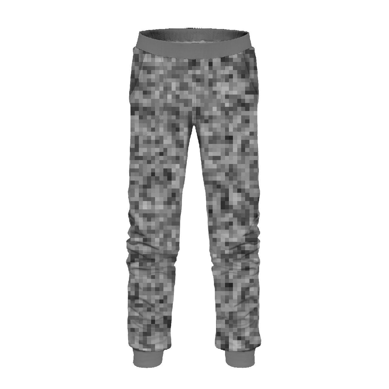 CHILDREN'S JOGGERS (LYON) - PIXELS pat. 2 / grey - looped knit fabric
