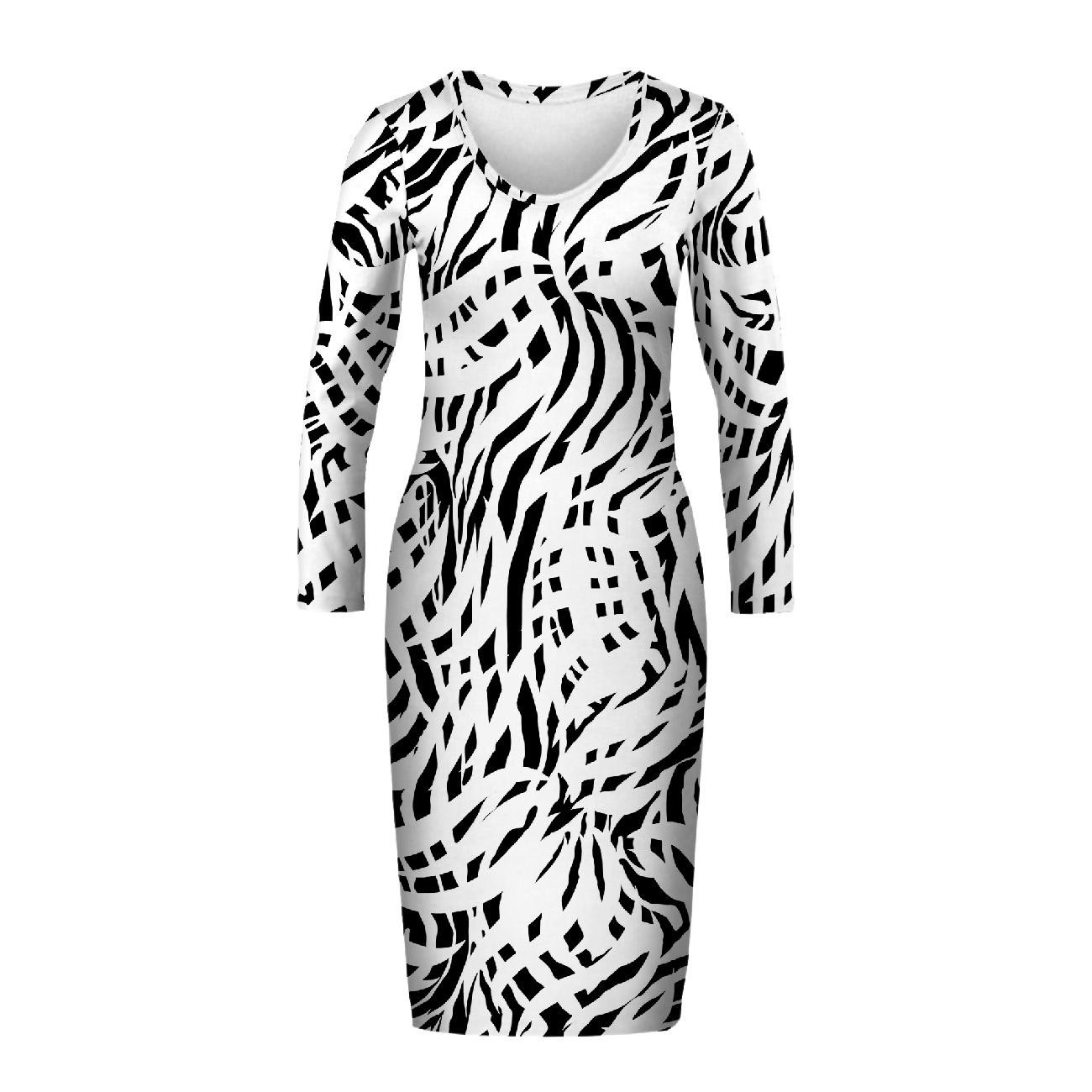 PENCIL DRESS (ALISA) - BLACK AND WHITE ABSTRACTION - sewing set