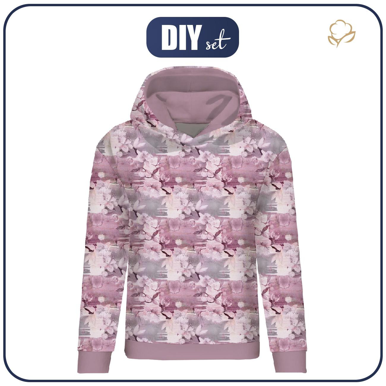 CLASSIC WOMEN’S HOODIE (POLA) - PINK PARADISE PAT. 1 - looped knit fabric 