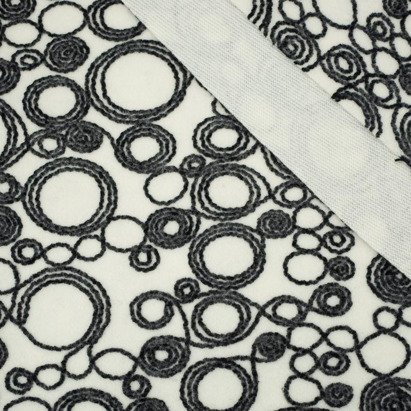 50cm EMBROIDERED CIRCLES / vanilla - coat knit fabric