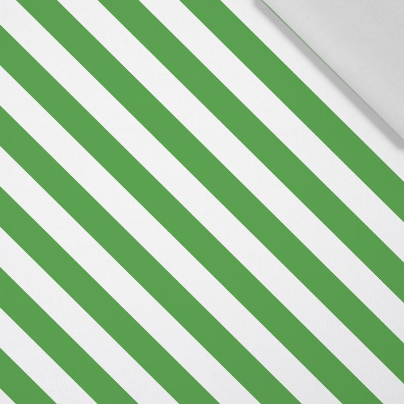 DIAGONAL STRIPES / green - Cotton woven fabric