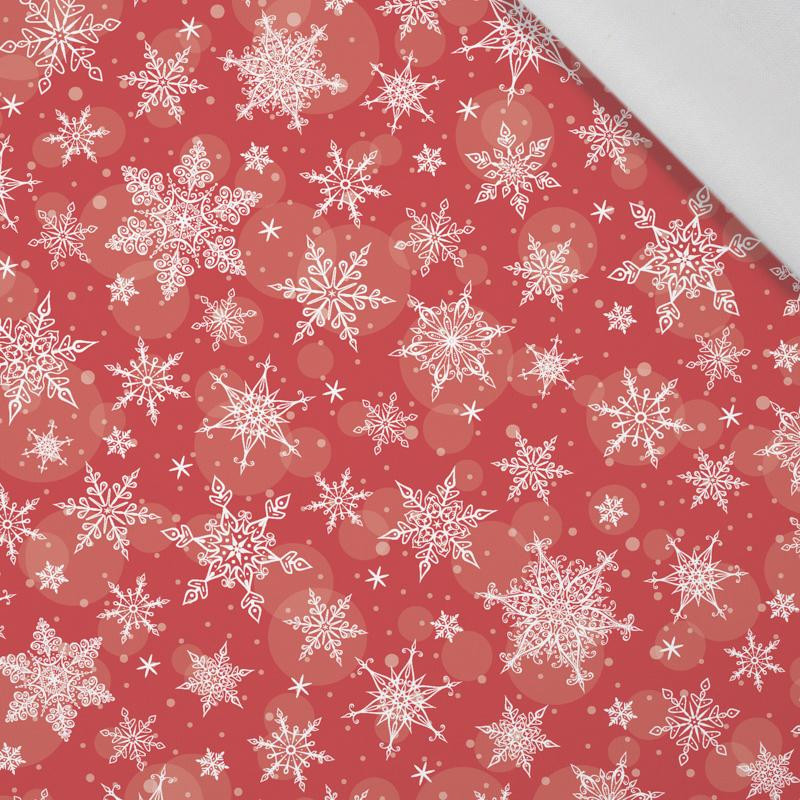 SNOWFLAKES PAT. 2 / red - Cotton woven fabric