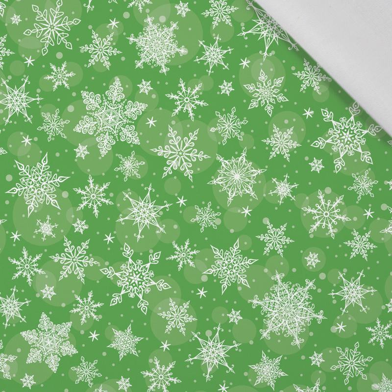 SNOWFLAKES PAT. 2 / green - Cotton woven fabric