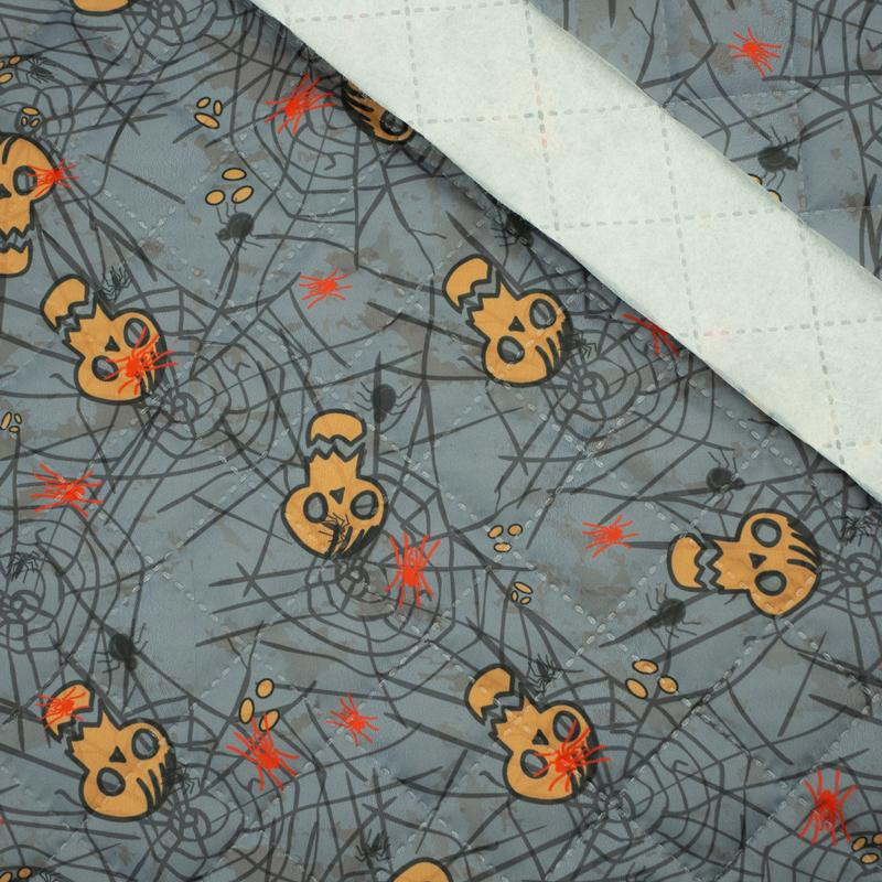 HALLOWEEN WEB SKULL - Quilted nylon fabric 