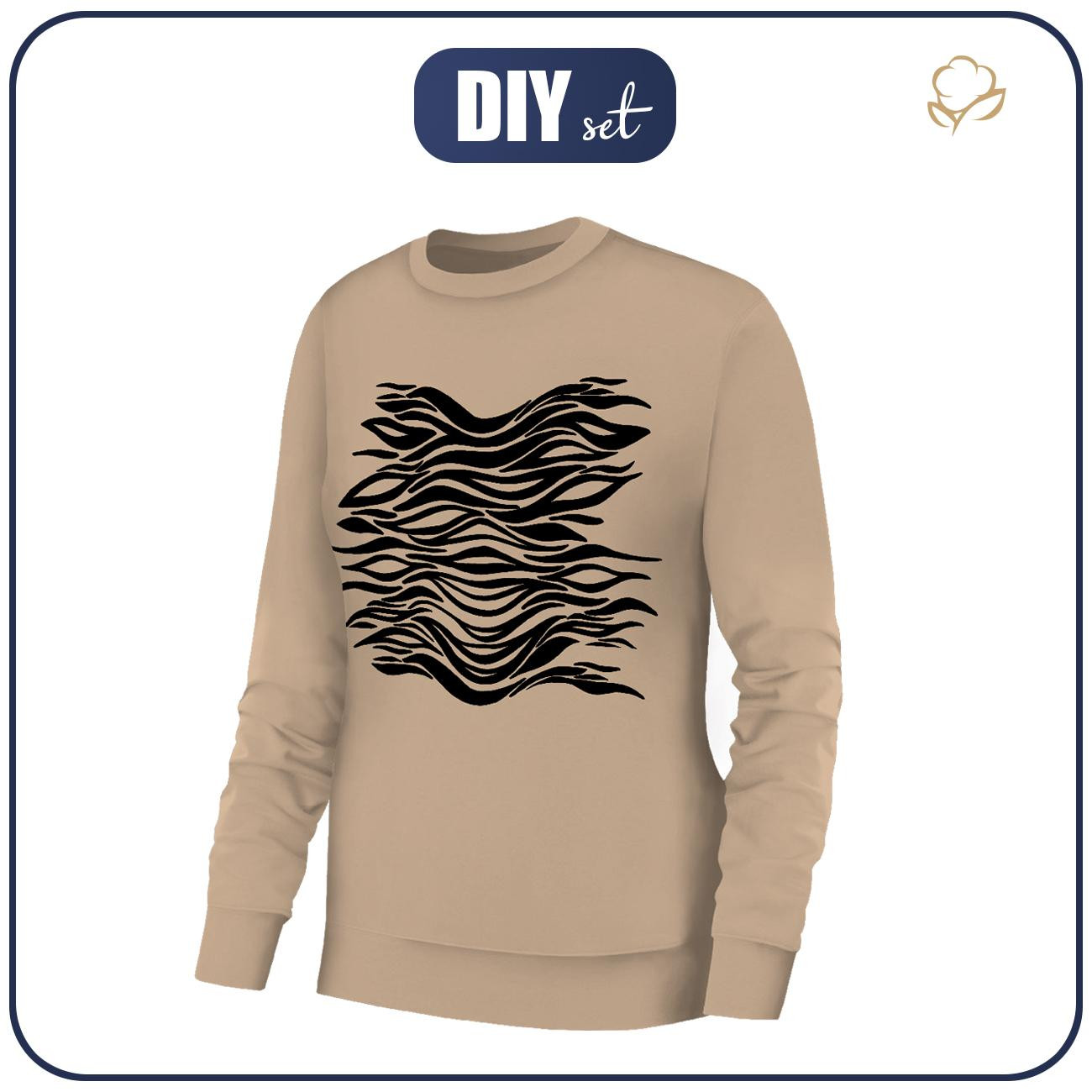 WOMEN'S SWEATSHIRT (HANA) BASIC - ZEBRA PAT. 6 / HAZELNUT / beige - sewing set