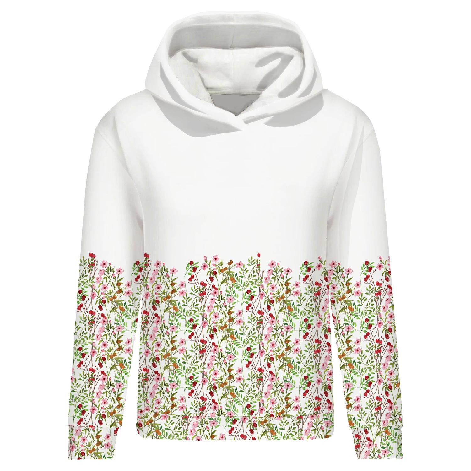 CLASSIC WOMEN’S HOODIE (POLA) - MEADOW PAT. 2 (IN THE MEADOW) - looped knit fabric 