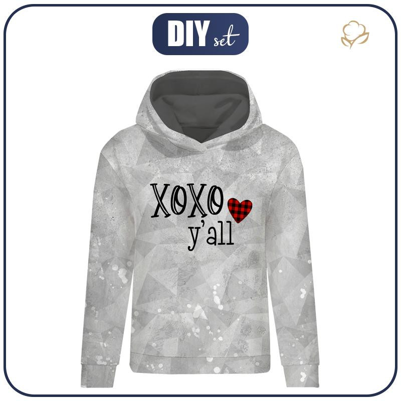 CLASSIC WOMEN’S HOODIE (POLA) - XO XO Y’ALL (BE MY VALENTINE) / ICE - looped knit fabric  