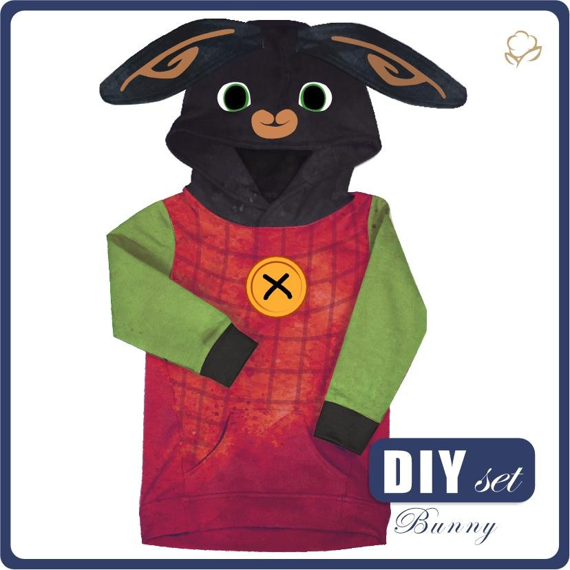 KID'S HOODIE (PARIS) - BLACK BUNNY - sewing set