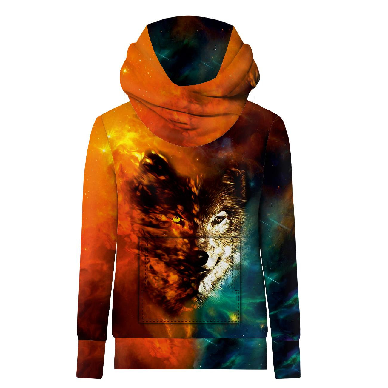 HYDROPHOBIC HOODIE UNISEX - WOLF / galaxy - sewing set