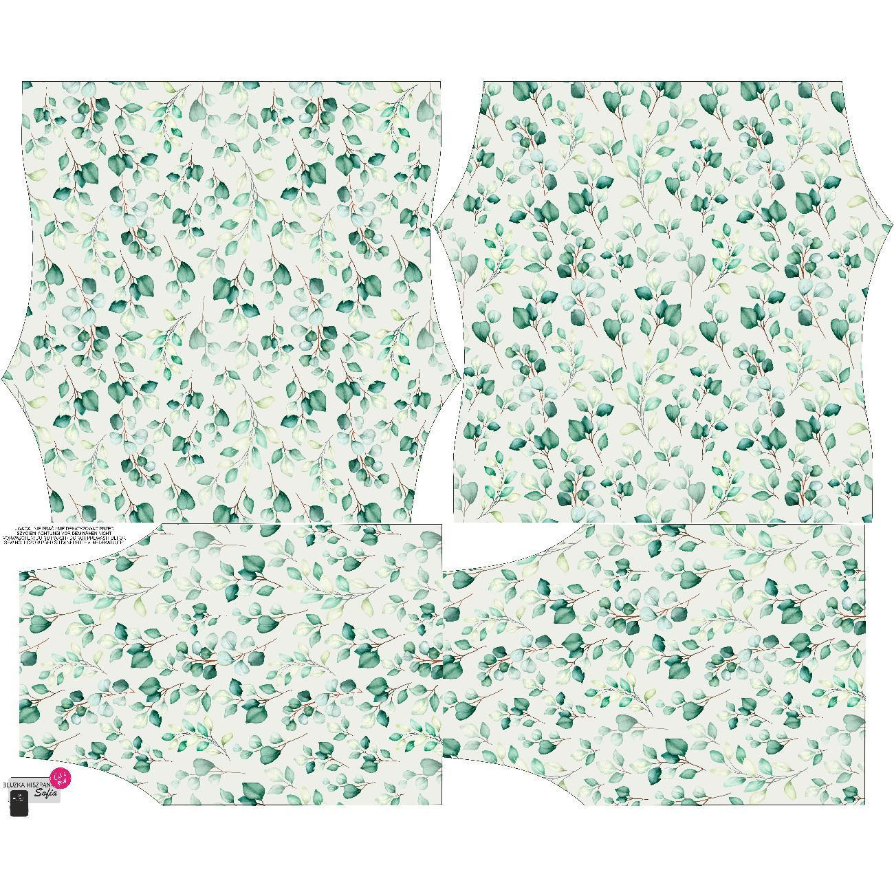 Bardot neckline blouse SOFIA - EUCALYPTUS - sewing set  M