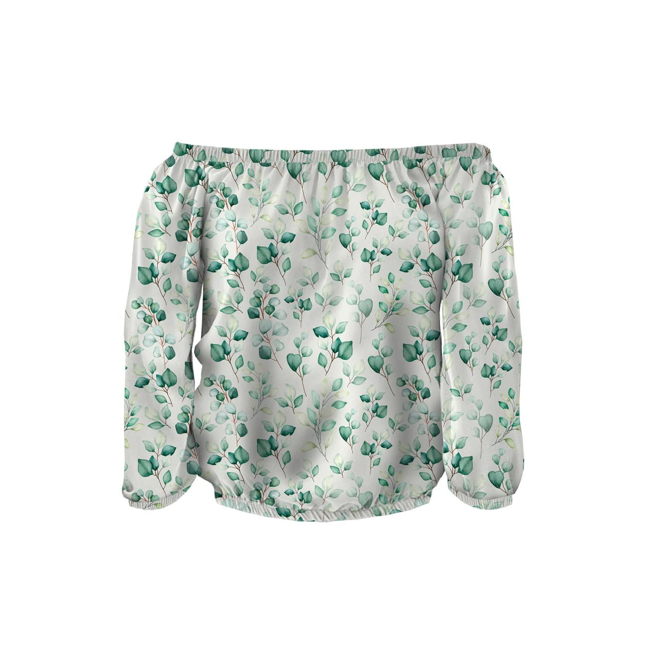 Bardot neckline blouse SOFIA - EUCALYPTUS - sewing set