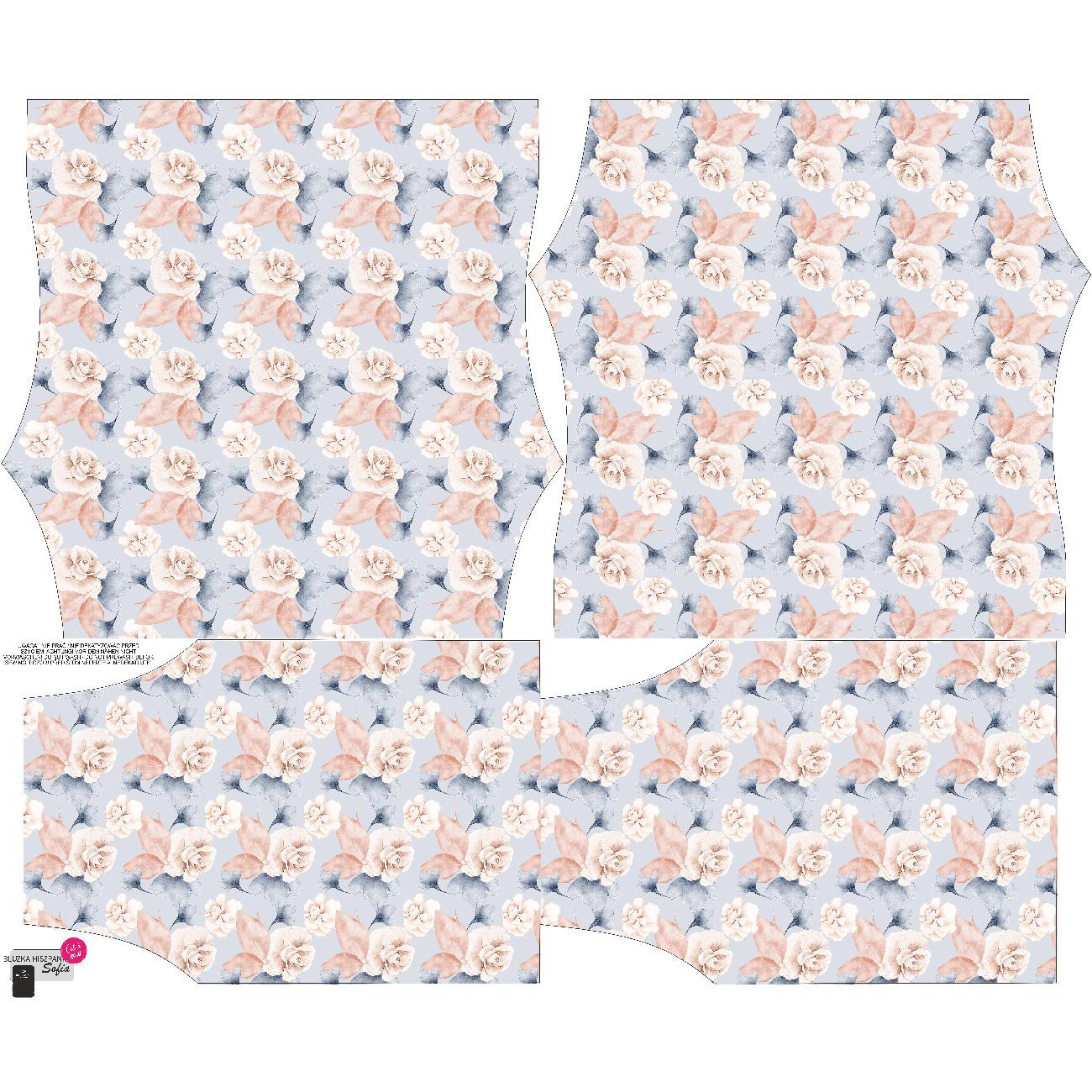 Bardot neckline blouse (SOFIA) - RETRO FLOWERS pat. 4 - sewing set