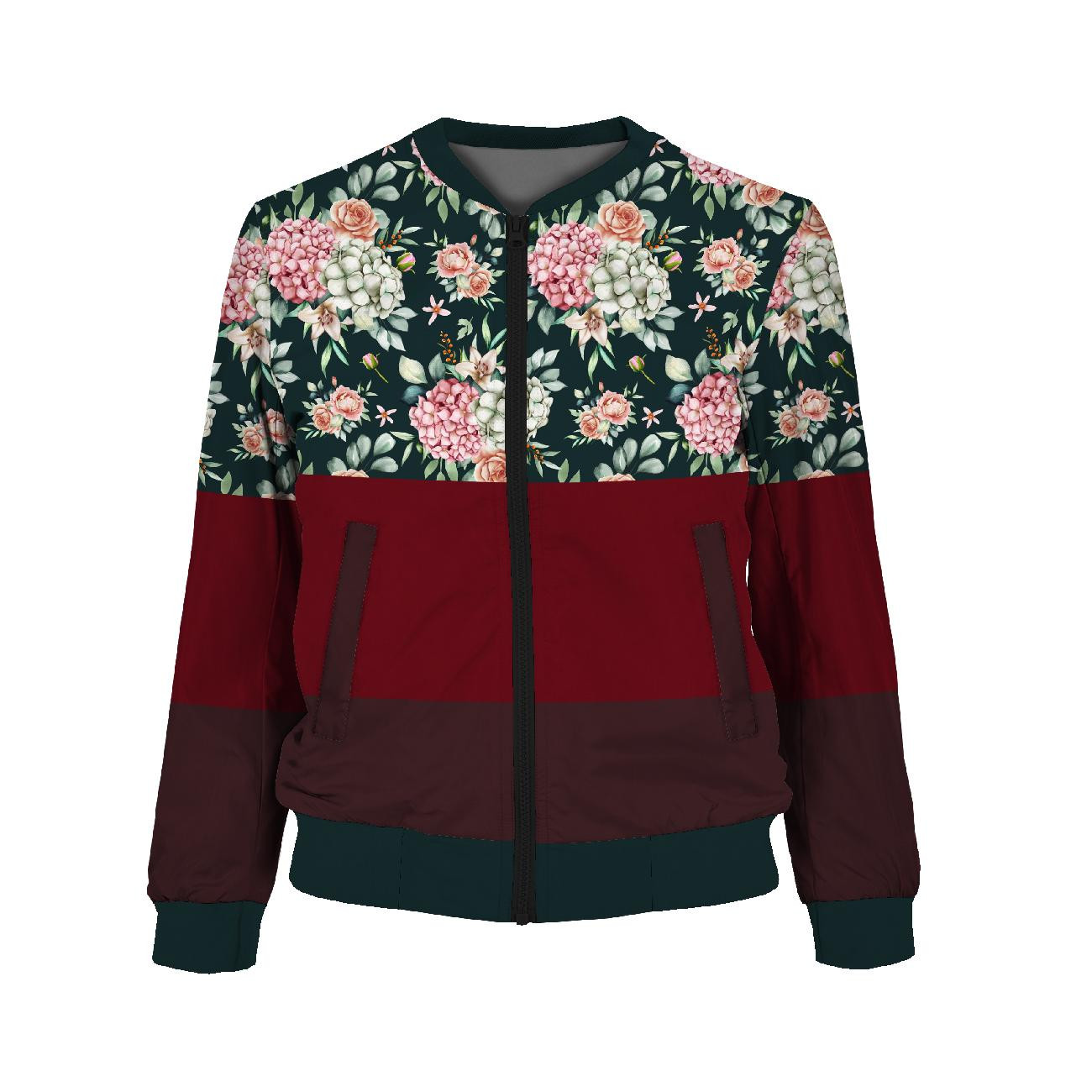 WOMEN’S BOMBER JACKET (KAMA) - Hydrangeas - sewing set