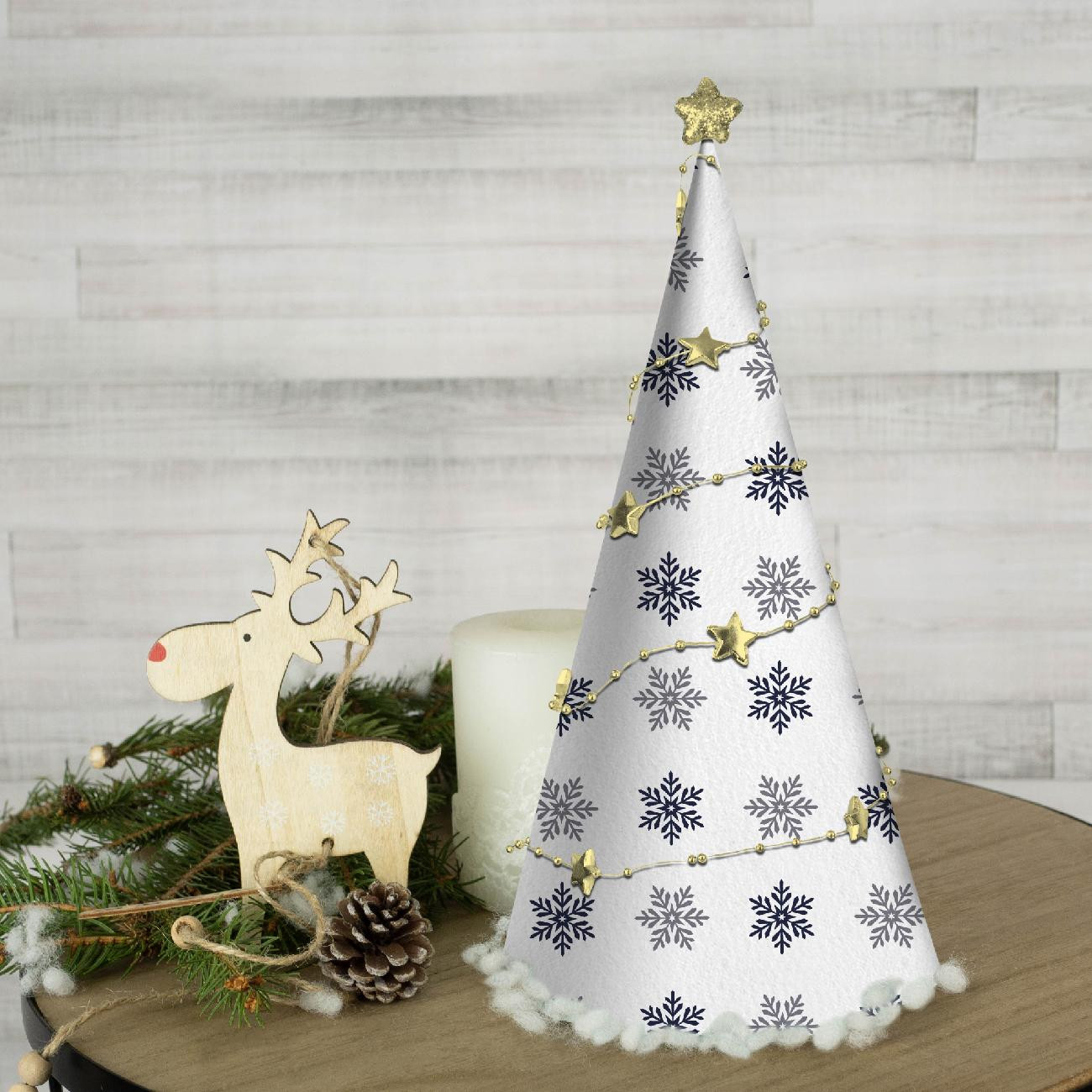 CHRISTMAS TREE - SNOWFLAKES pat. 5 (WINTER TIME) / white - DIY IT'S EASY