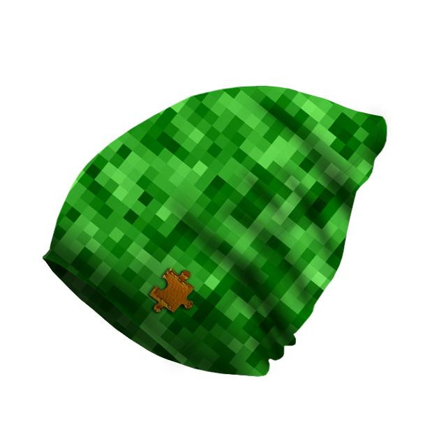 "Beanie" cap - PIXELS pat. 2 / green / Choice of sizes