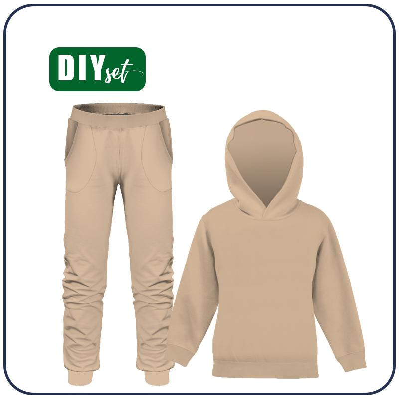 Children's tracksuit (OSLO) - HAZELNUT / beige - looped knit fabric 