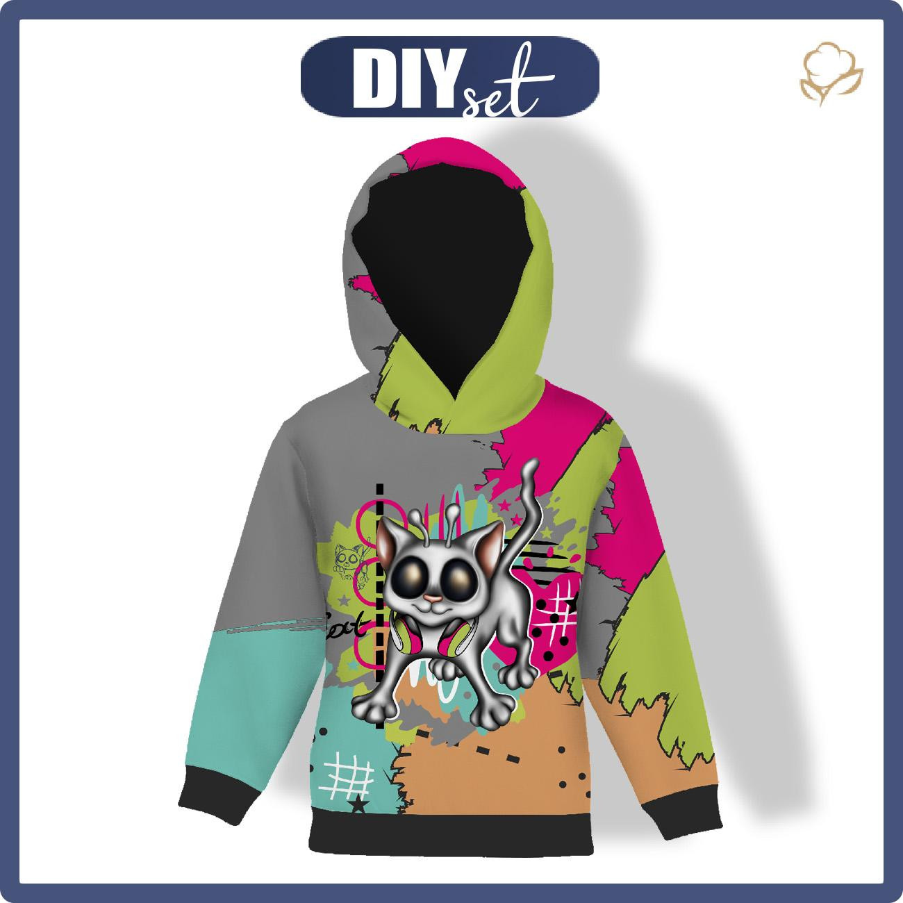 KID'S HOODIE (ALEX) - CRAZY CAT - sewing set