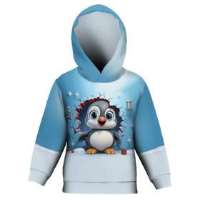 KID'S HOODIE "ALEX" (134/140) - HAPPY PENGUIN - looped knit fabric