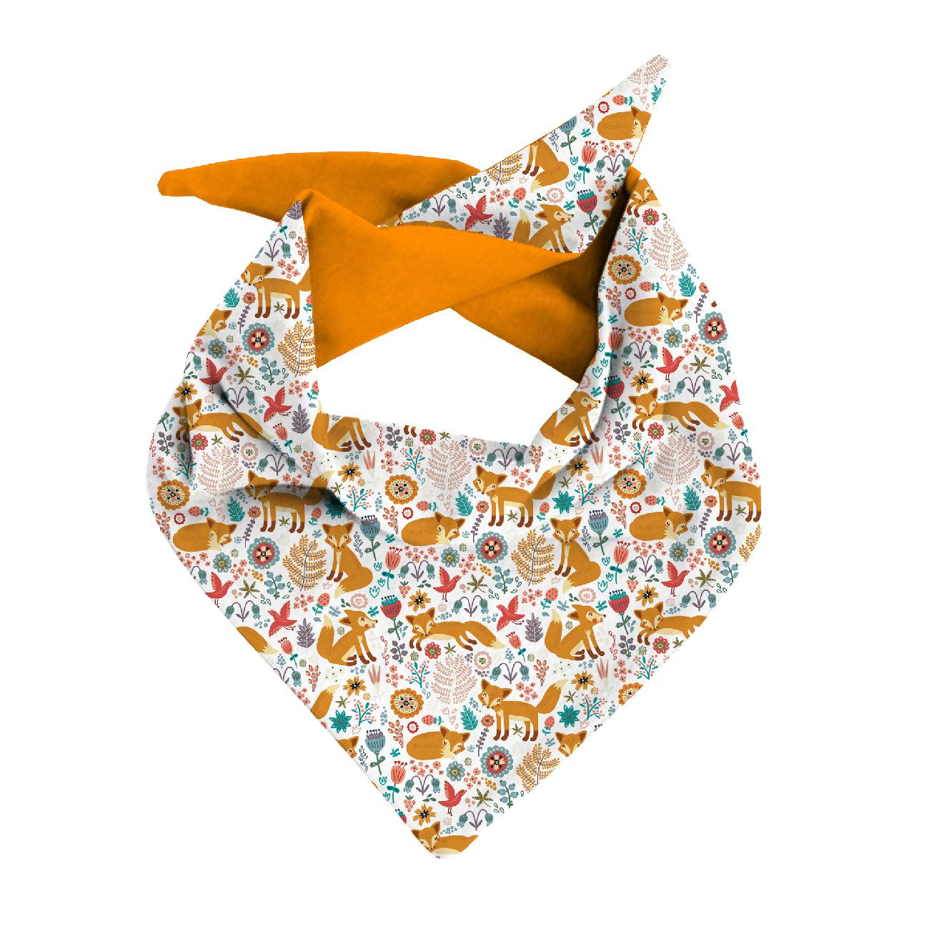 KID'S CAP AND SCARF (MOUSE) - FOXES IN THE FORREST / white - sewing set