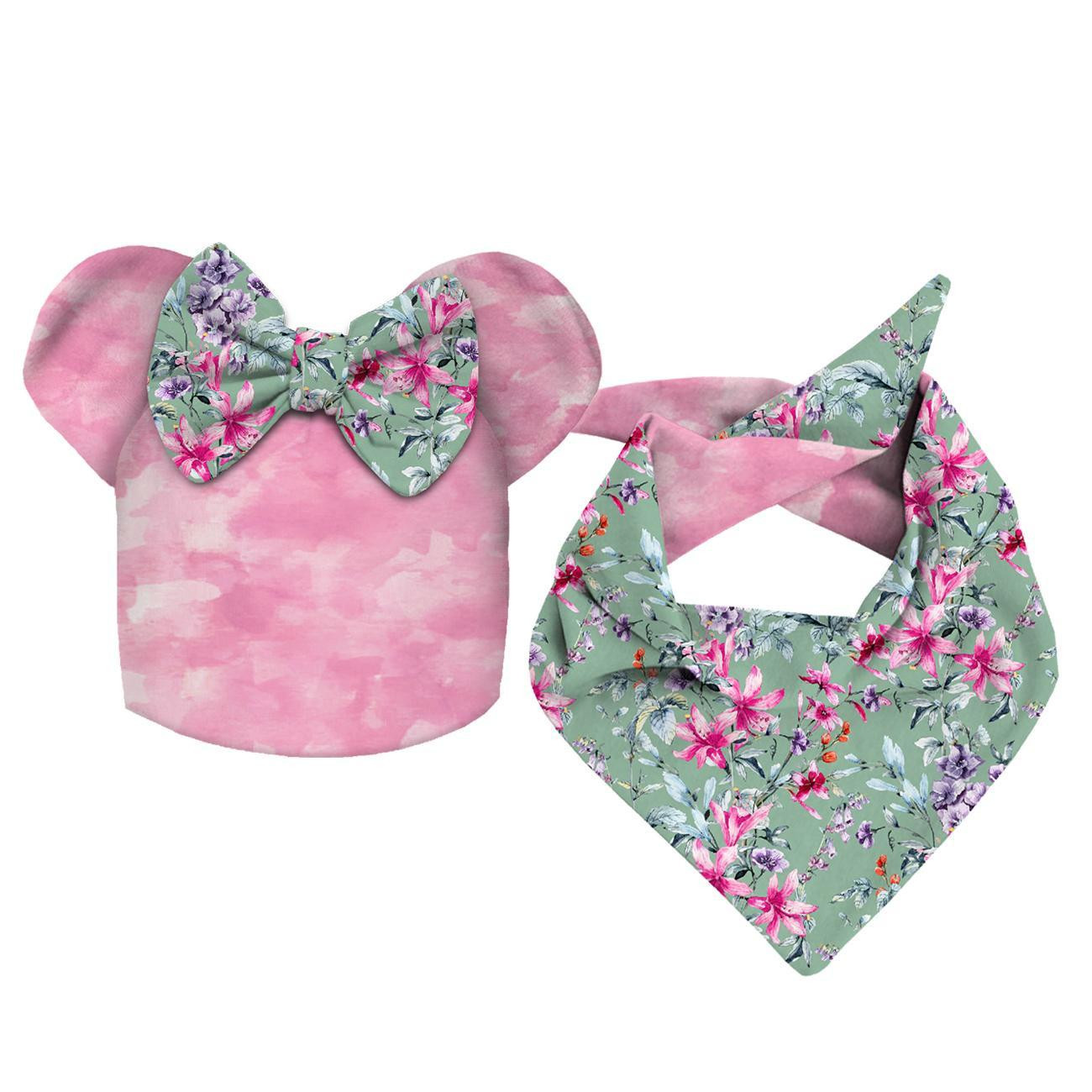 KID'S CAP AND SCARF (MOUSE) - SPRING MEADOW pat. 3 48-50