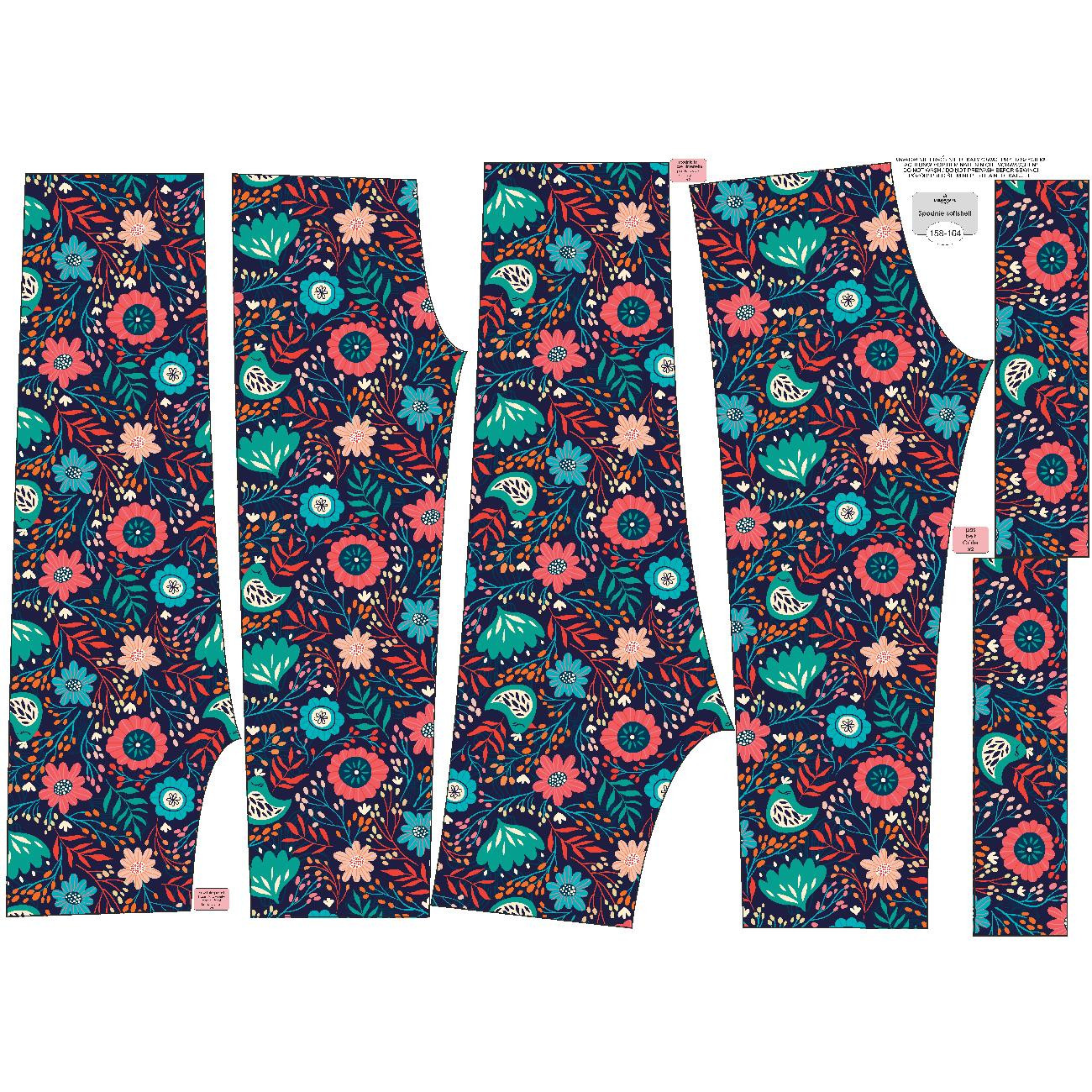 CHILDREN'S SOFTSHELL TROUSERS (YETI) - FOLK BIRDS / navy