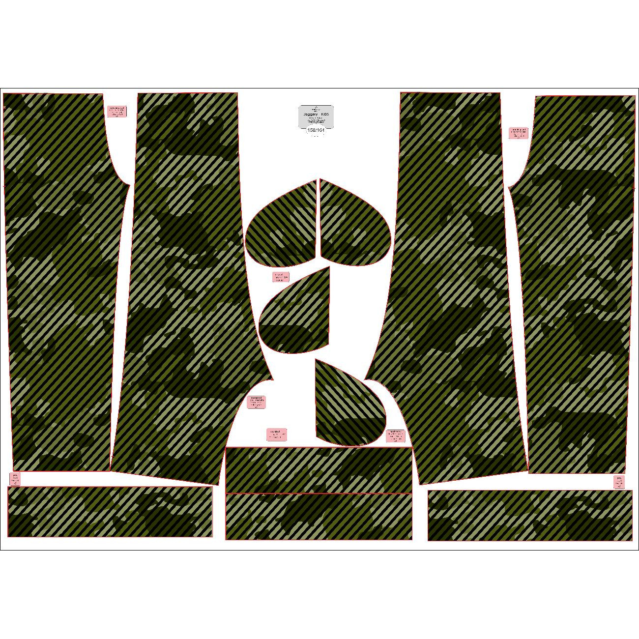 KID'S JOGGERS (ROBIN) - CAMOUFLAGE / STRIPES - sewing set