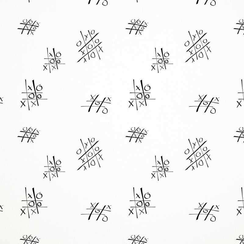 TIC TAC TOE / white - Cotton woven fabric