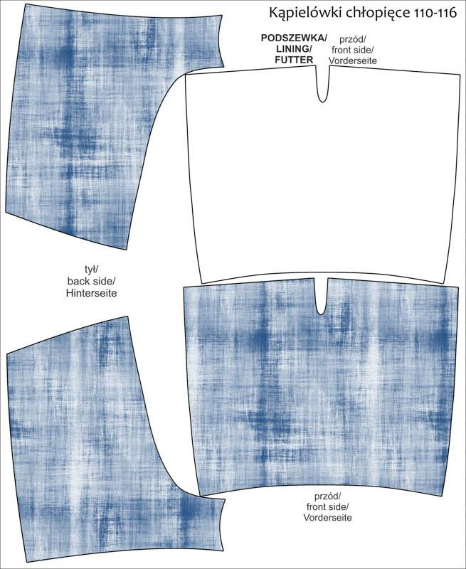 Boy's swim trunks - ACID WASH PAT. 2 (blue) - sewing set
