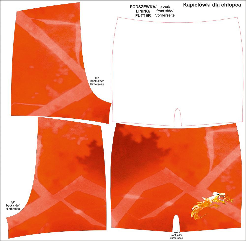 Boy's swim trunks - RED NINJA - sewing set