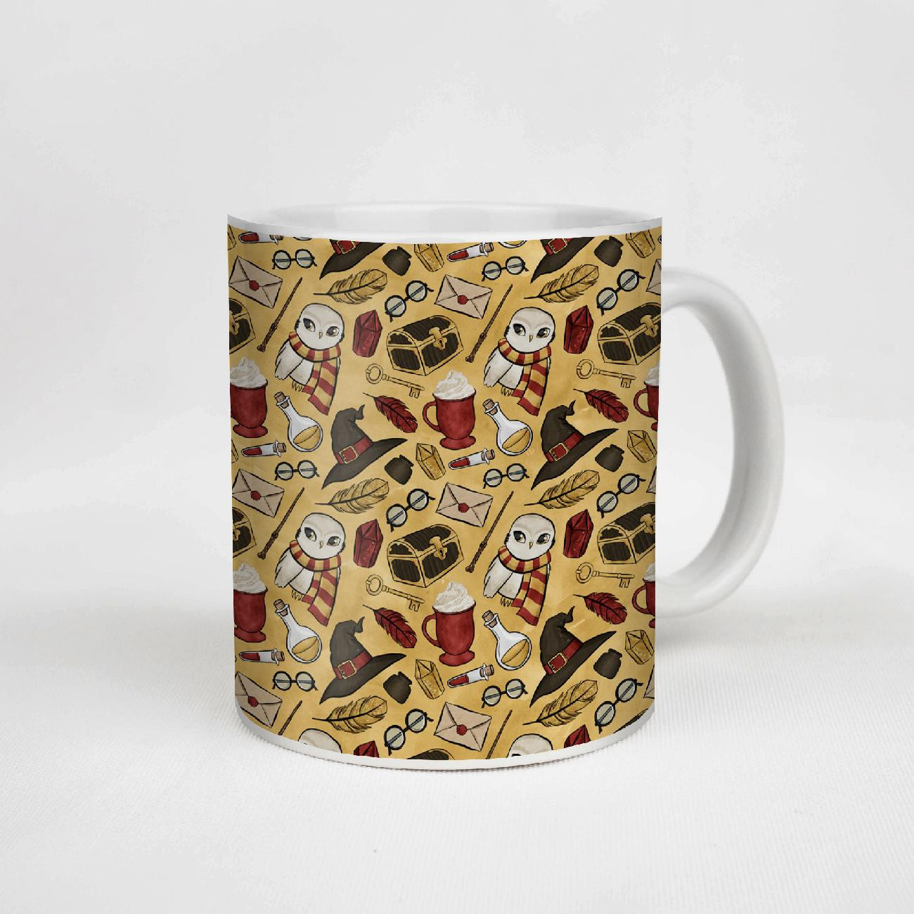 MUG WITH PRINT - MAGIC MIX PAT. 2 (MAGIC SCHOOL) / mustard