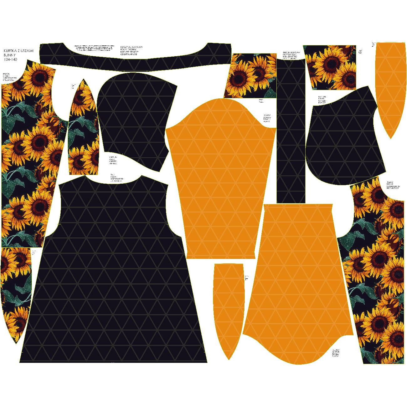 KIDS JACKET BUNNY (ZOE) - PAINTED SUNFLOWERS pat. 1 - sewing set